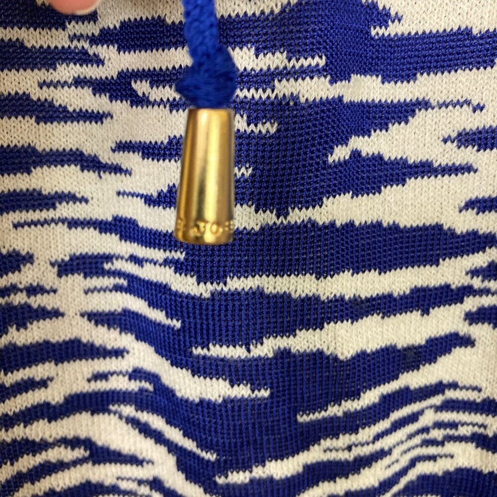 St. John Cardigan Womens Blue White Santana Knit Sweater Small Wool Blend - Picture 7 of 10